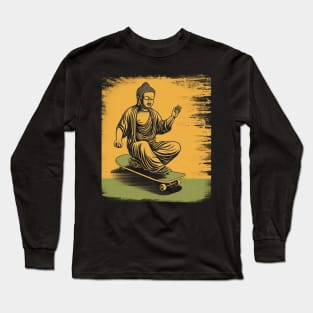 Buddha Skateboarding | Retro Skateboard | Funny Buddha #4 Long Sleeve T-Shirt